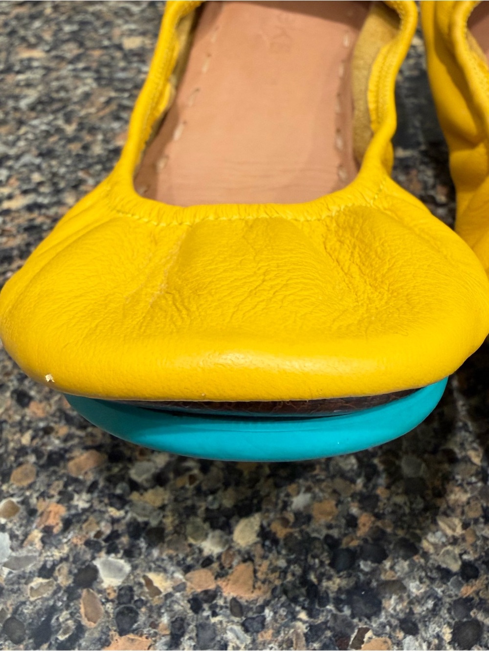 Yellow Tieks  Ballet Flats with Teal Accent size 10 - Picture 3 of 9